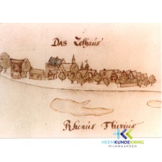 Het Tolhuys met links de dikke toren medio 17de eeuw detail van een kaart van onbekende landmeter